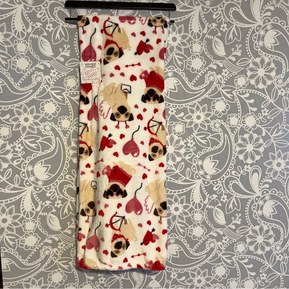 Women Owned Dog Design Valentine Day Throw Blanket